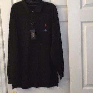 Black Polo Shirt with Red Logo